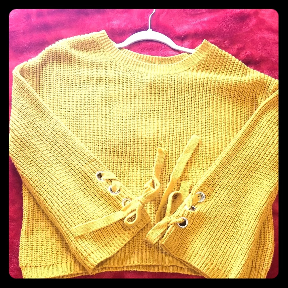 Mustard Yellow Sweater - Belled Sleeves - NWOT